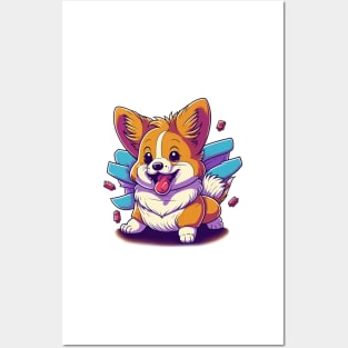 Cute corgi beaming happy Posters and Art